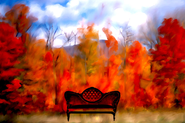 Autumn Day with Gold Couch on Mt. Tremper, Digital Painting by Jane Sherry, 1993