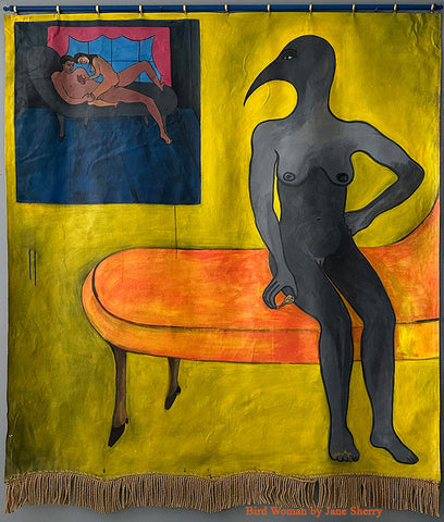 Bird Woman Watching the Lovers, Banner by Jane Sherry