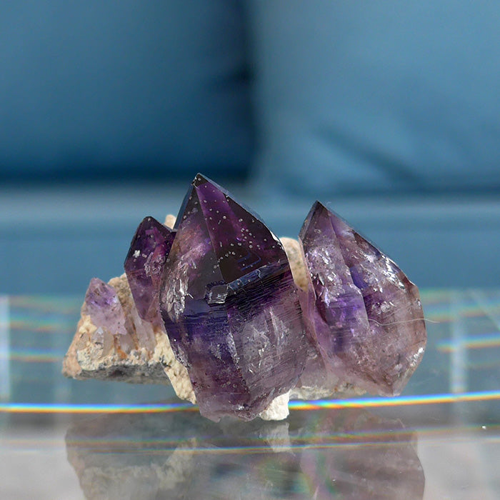 Tiny Smoky Brandberg Amethyst Quartet in Matrix