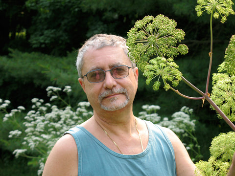 Curtis Lang in Jane's Garden, Roxbury Road, Claverack, New York, 2006, photo by Jane Sherry