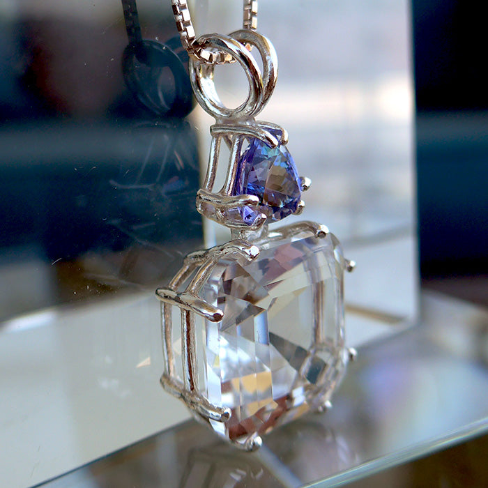 Clear Quartz Earth Heart Crystal with Tanzanite Crown
