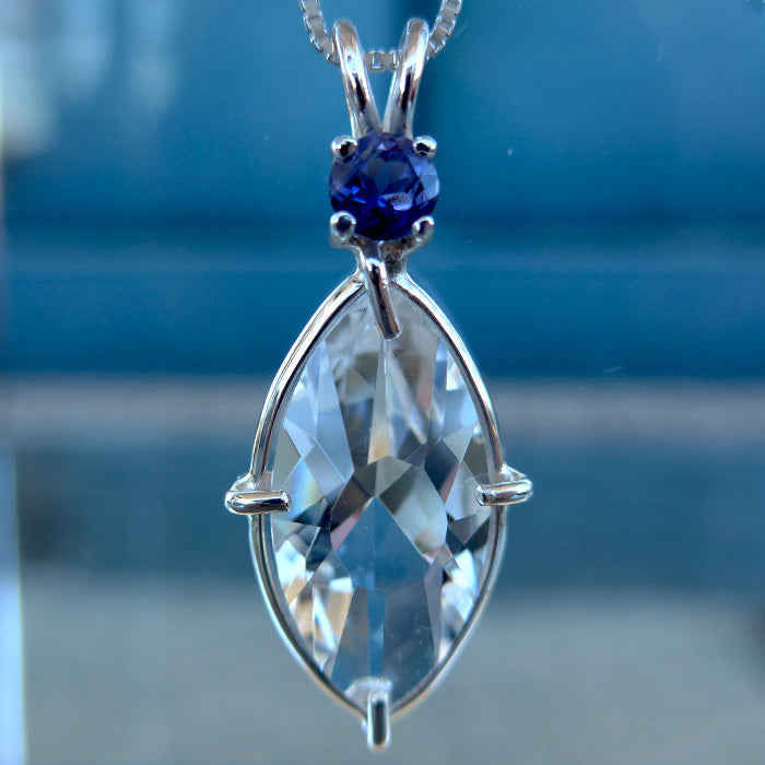 Clear Quartz Infinite Eye with Iolite Crown