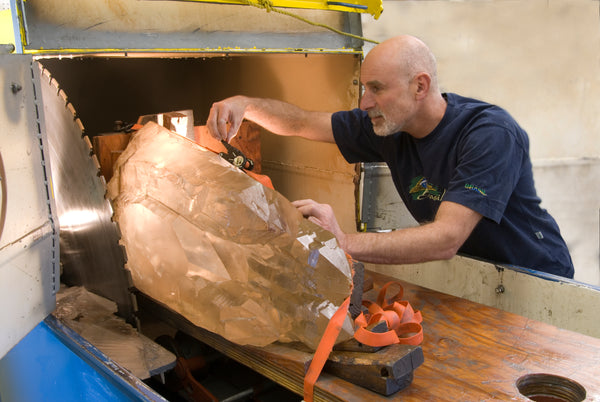 Lawrence Stoller Cutting a Crystal in his Studio in Bend, Oregon