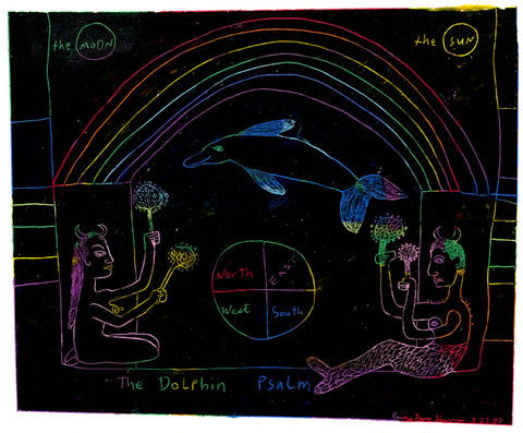 Horned Lovers, Rainbow, Dolphin Magic Lantern Drawing by Jane Sherry