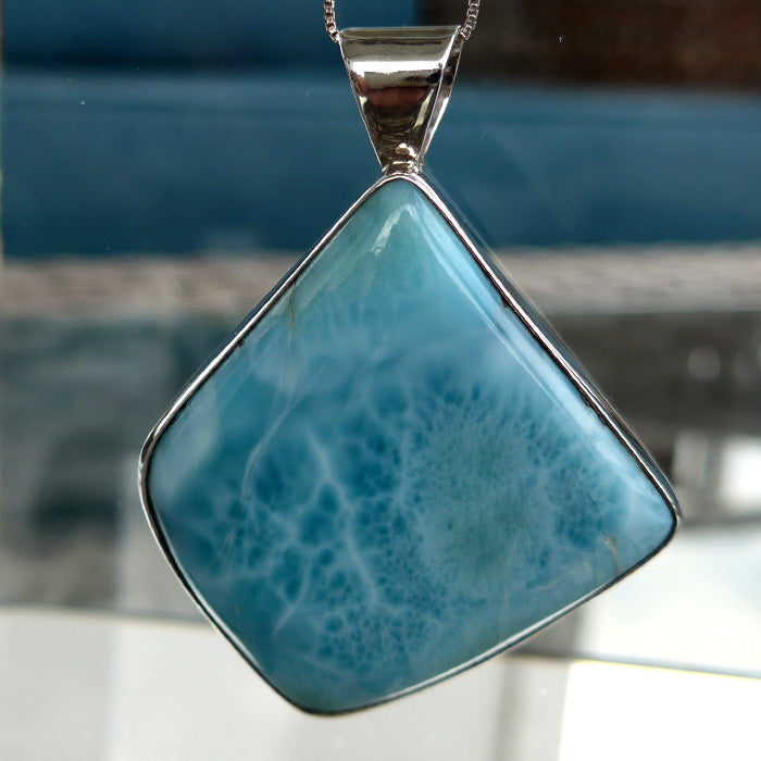 Larimar Medicine Shield Pendant