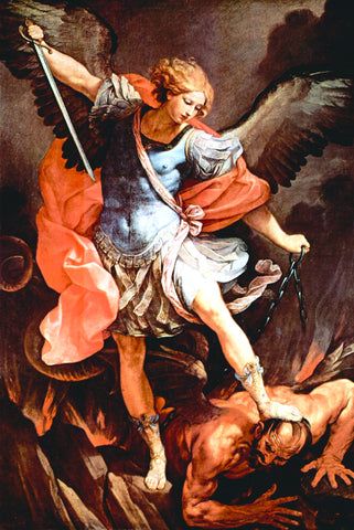 Archangel Michael, oil painting by Guido Reni, 1635
