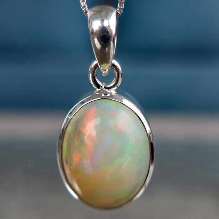 Flashy Oval Ethiopian Opal Pendant