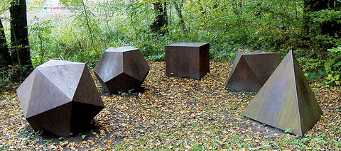 Sculptures of Five Platonic Solids in Bagno Park, Steinfurt, Germany, courtesy Wikimedia