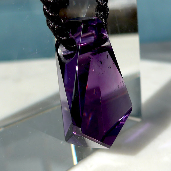 Red Violet Rwandan Amethyst Art Deco Arrowhead Pendant by Lawrence Stoller