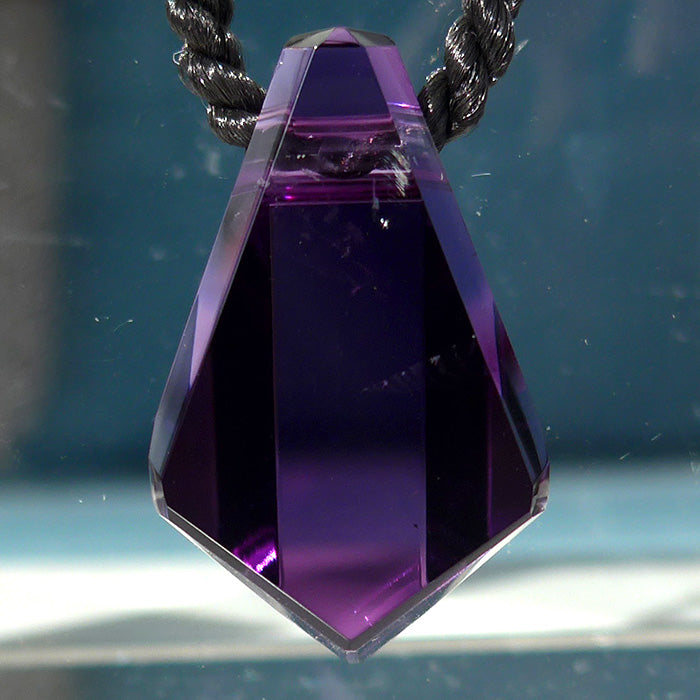 Red Violet Rwandan Amethyst Art Deco Arrowhead Pendant by Lawrence Stoller