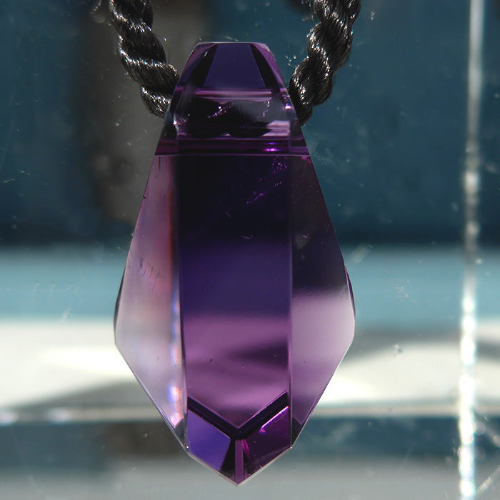 Red Violet Rwandan Amethyst Art Deco Arrowhead Pendant by Lawrence Stoller