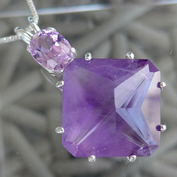 magnificent Amethyst Magician Stone with Sparkling Stunning Oval Kunzite top stone