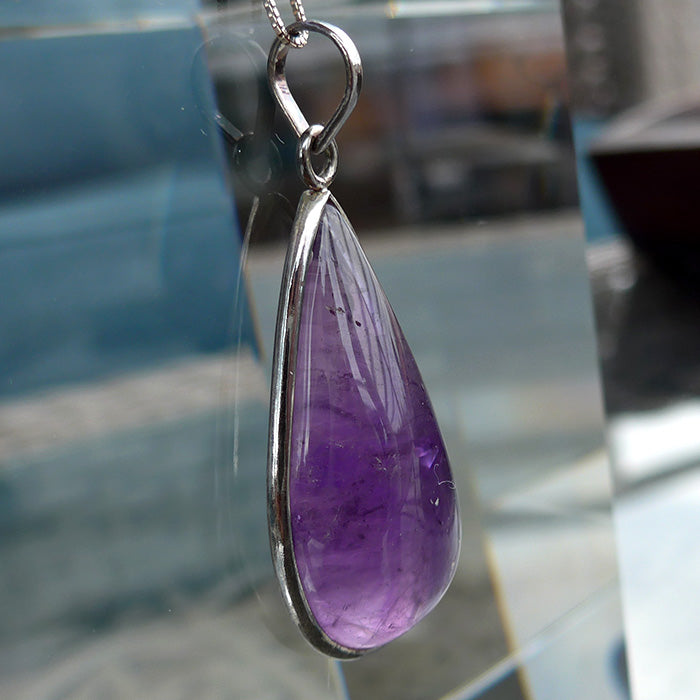 Amethyst Teardrop Cabochon Pendant