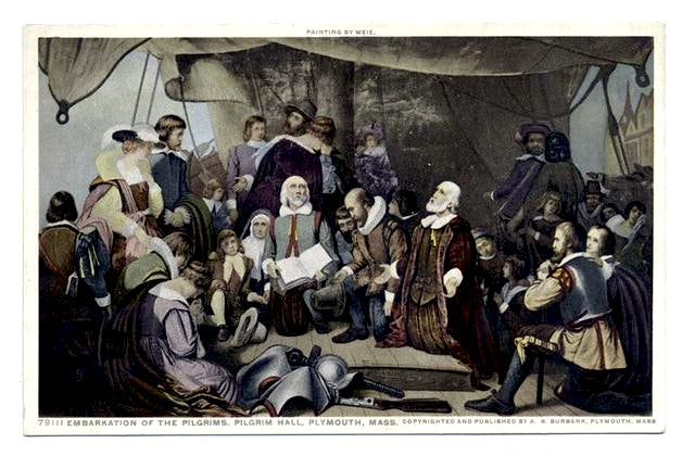 Embarkation of the Pilgrims, Pilgrim Hall, Plymouth, Massachusetts, courtesy of New York Public Library