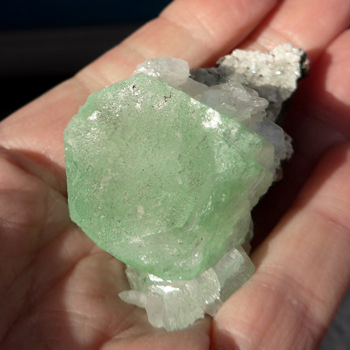 Green Apophyllite Gemstone on White Apophyllite