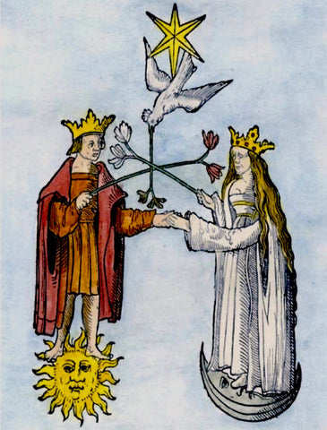 Hieros Gamos or Sacred Marriage, from the Alchemical Text Rosarium Philosophorum