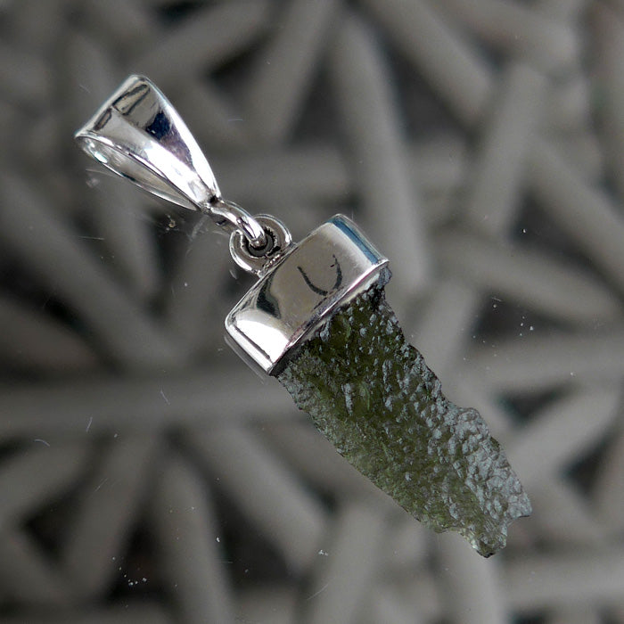 Moldavite Capped Sterling Silver Amulet