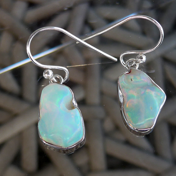 Organic Curved Opal Hanging Earrings