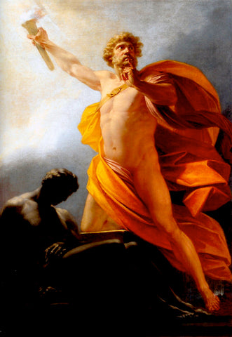 Prometheus Brings Fire, painting by Heinrich Fuger