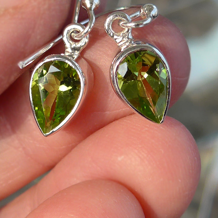 Reverse Teardrop Peridot Hanging Earrings