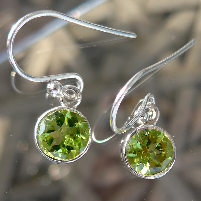 Round Peridot Hanging Earrings