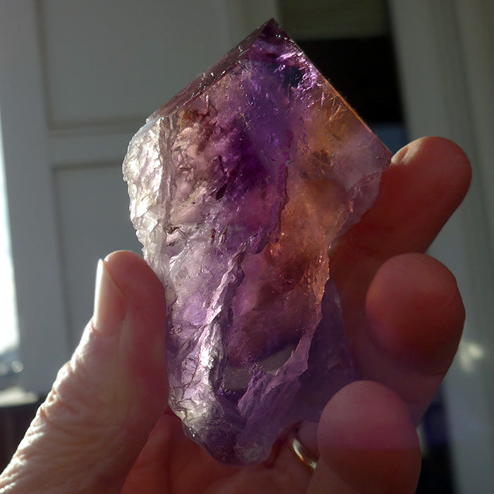 Semi Polished Rainbow Ametrine Wand by Lawrence Stoller