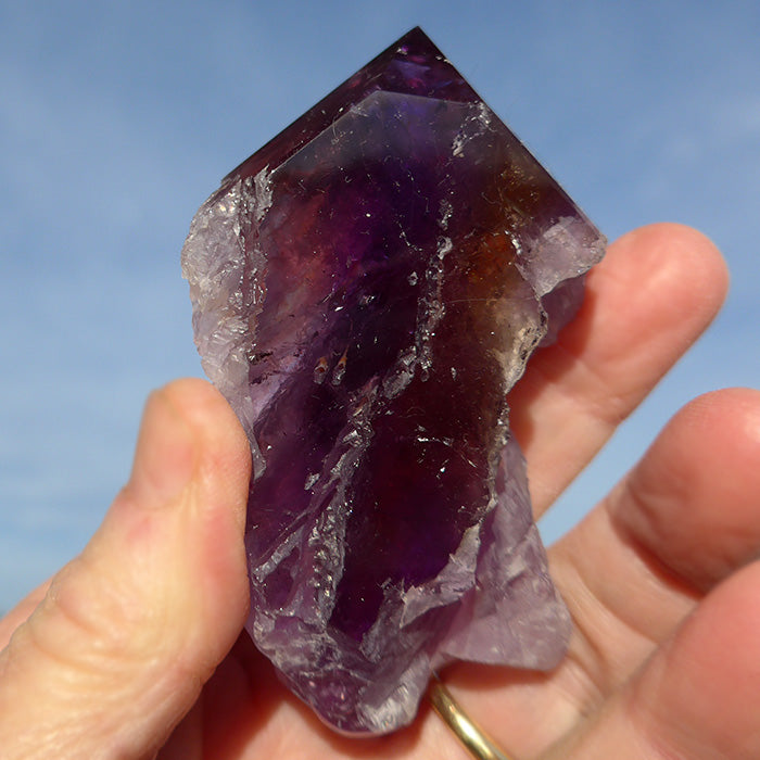 Semi Polished Rainbow Ametrine Wand by Lawrence Stoller