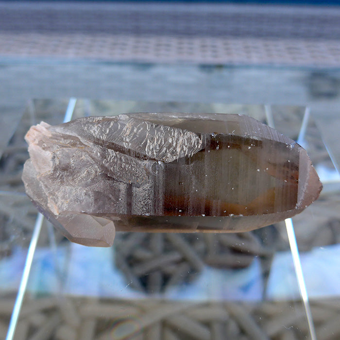 Smoky Citrine Lemurian with Growth Interference Marks and Key Crystal