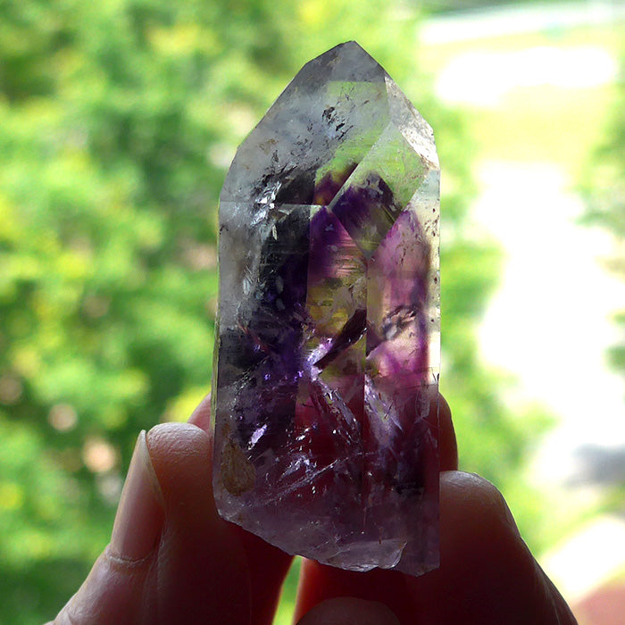 Smoky Brandberg Amethyst Phantom Point with Window Pane