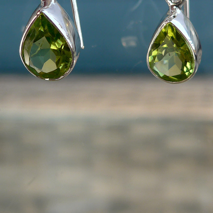 Teardrop Peridot Hanging Earrings