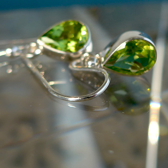 Teardrop Peridot Hanging Earrings