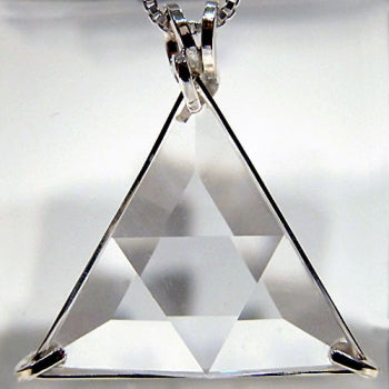 Water Clear Quartz Crystal Star of David Pendant