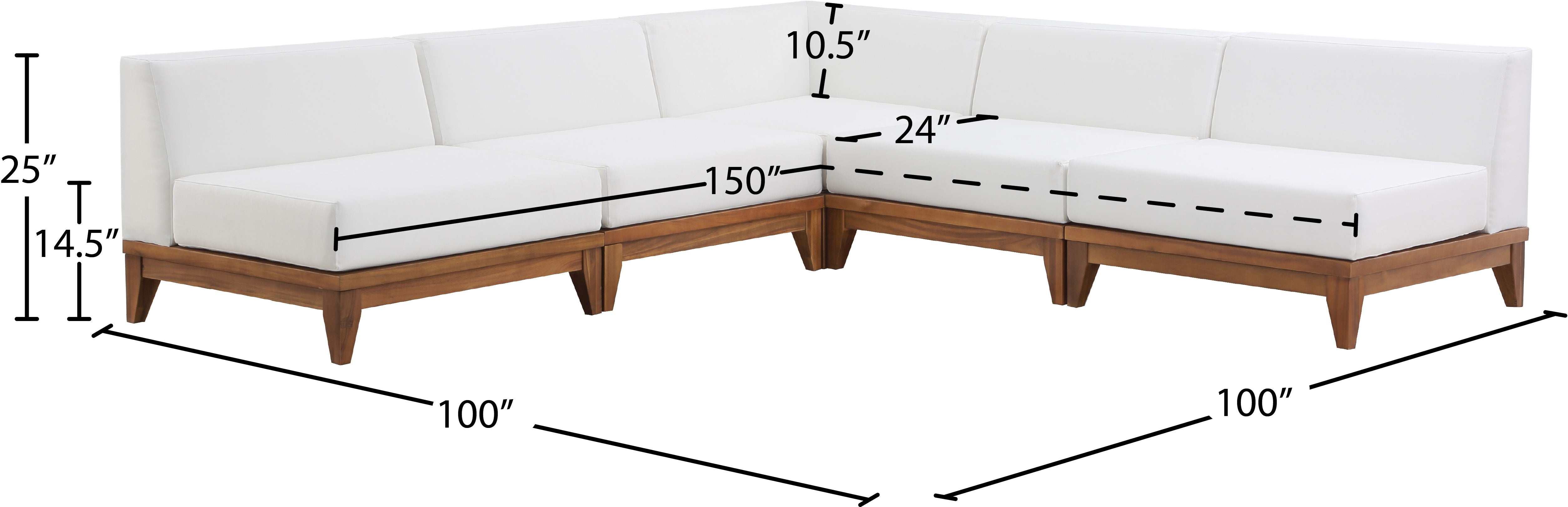 Rio - 5 Piece Modular Sectional - Off White - Fabric - Image 4