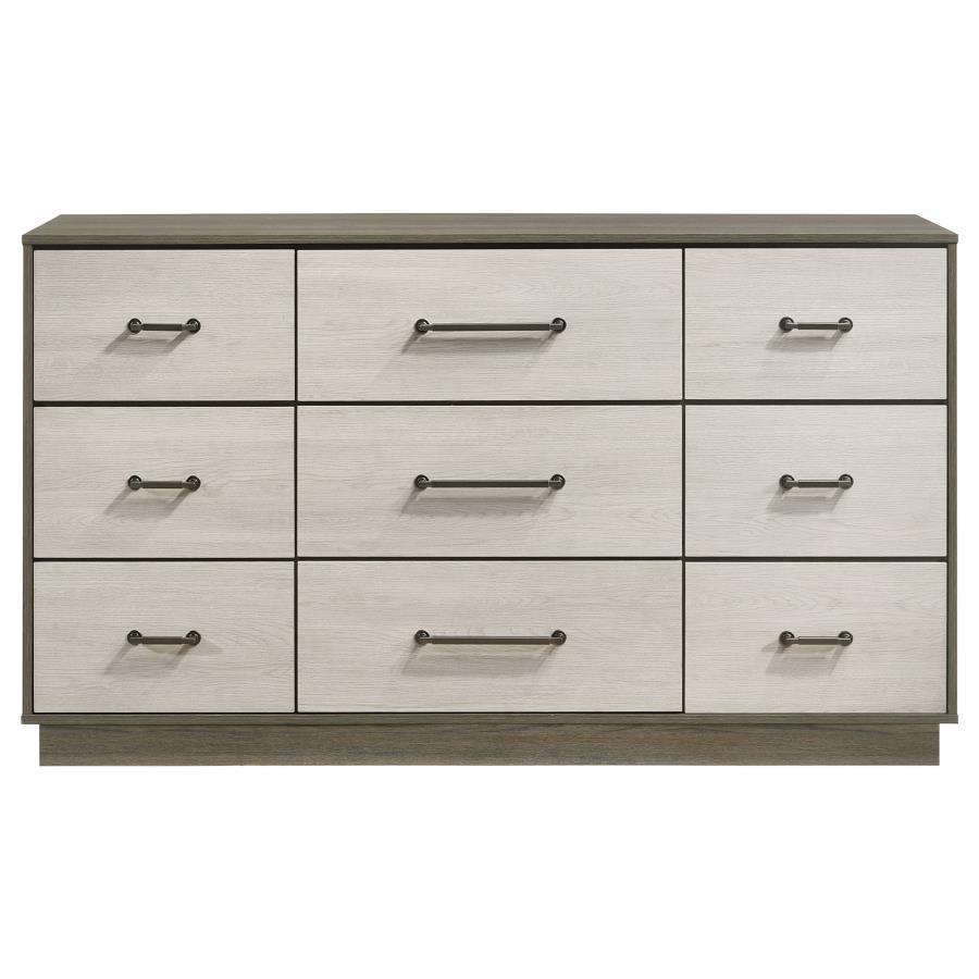 Gray Oak 9-Drawer Dresser by Fenwick