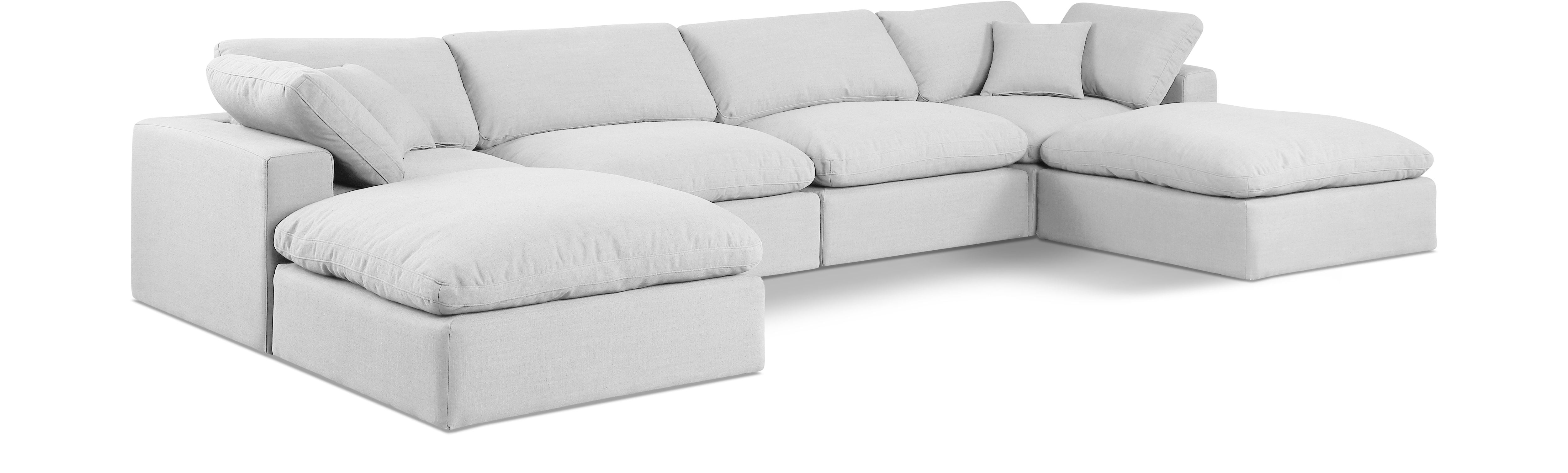 6 Piece Modular Double Chaise Sectional in Comfy Linen