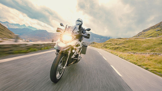 Motorbike rider in Austrian Alps