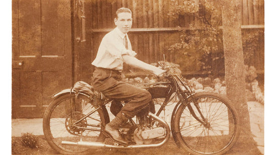 Historical motorcycle and motorbike rider