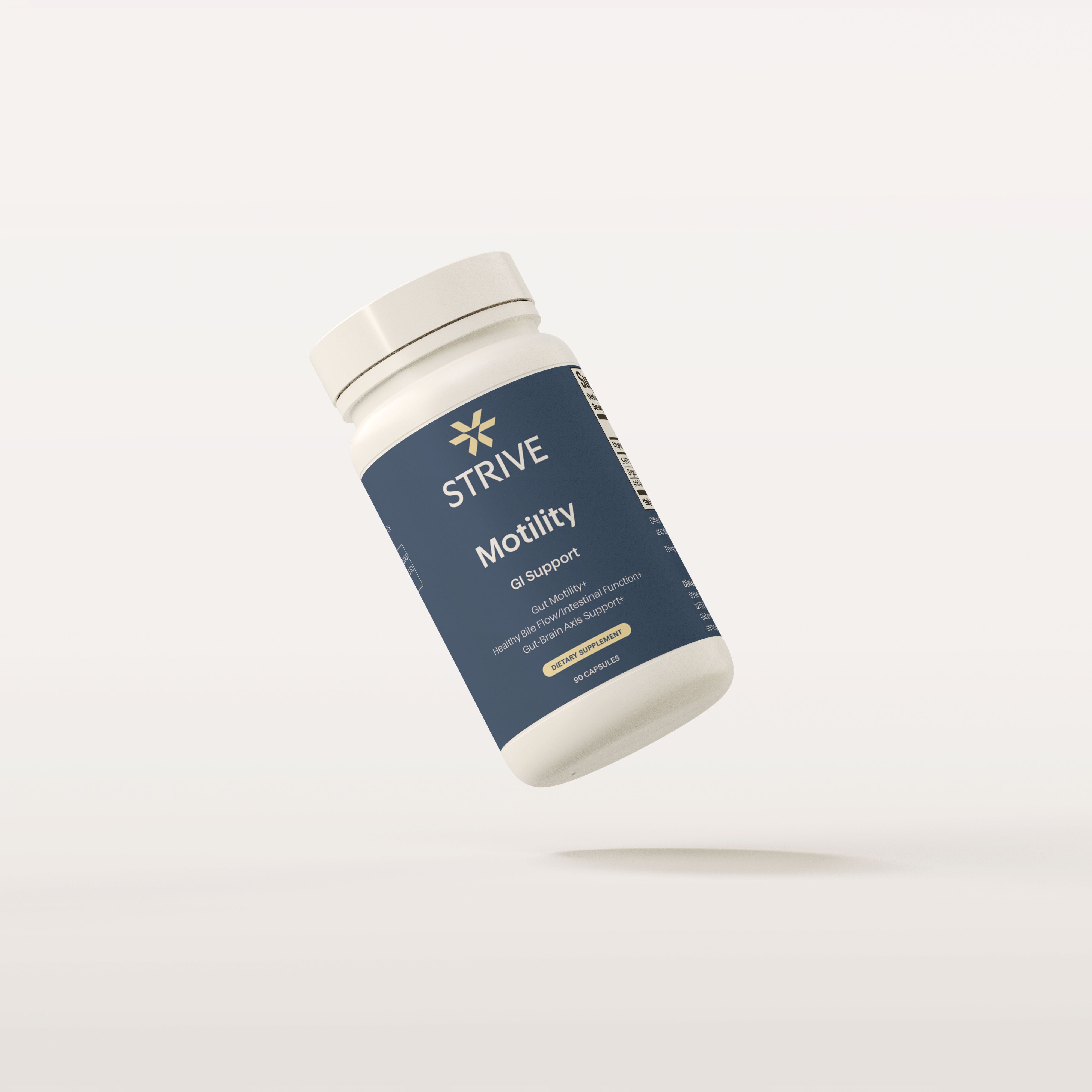 a bottle of strive motility a supplement designed to improve gut health and gi support