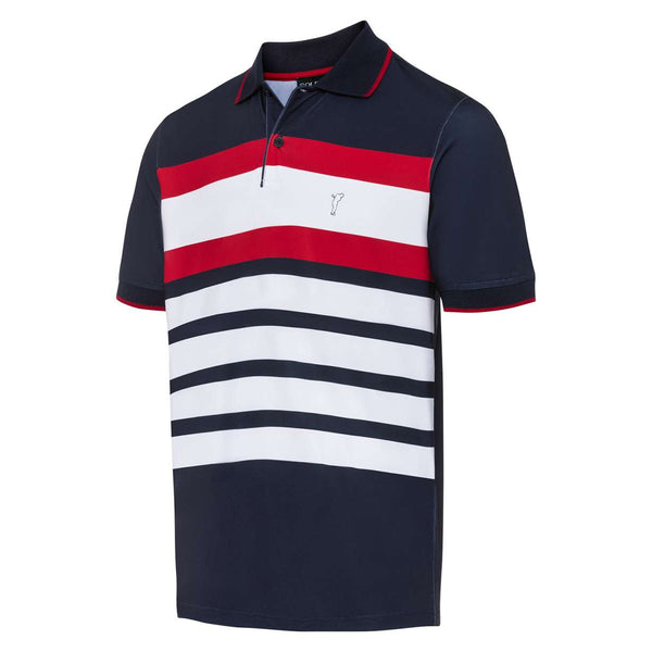 Golfino Men's Stretch Golf Polo Shirt with All-Over Monogram Print