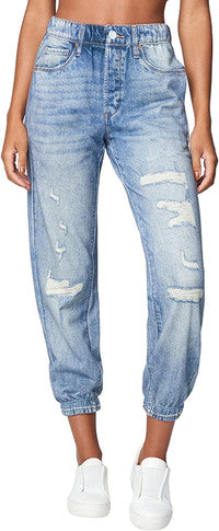 Click for more info about [BLANKNYC] Womens French Terry Distressed Printed Denim Jogger, Comfortable & Stylish