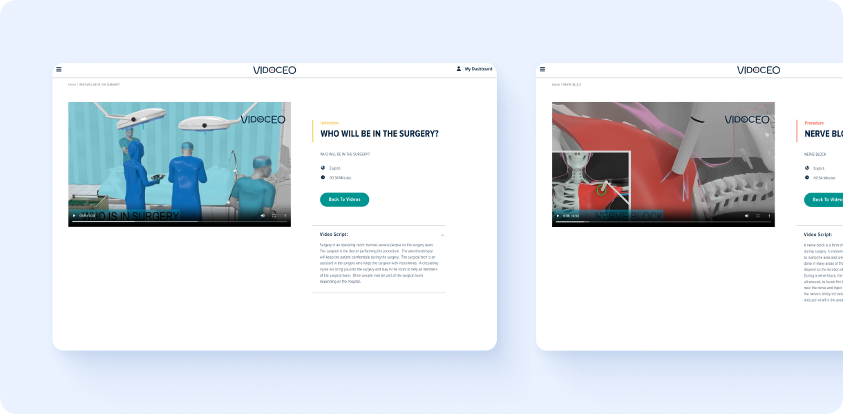 Patient video with script