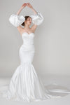 Corset Waistline Mermaid Lace-Up Beaded Satin Sweetheart Wedding Dress with a Chapel Train With a Bow(s)