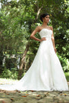 A-line Sweetheart Tulle Wedding Dress with a Chapel Train