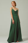 A-line Cowl Neck Flowy Chiffon Sleeveless Floor Length Bridesmaid Dress With a Sash
