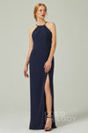 Modest Sleeveless Sheath Halter Floor Length Chiffon Sheath Dress/Bridesmaid Dress