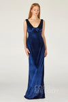 V-neck Sheath Sleeveless Floor Length Velvet Sheath Dress/Bridesmaid Dress With a Bow(s)