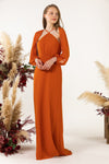 Sheath Long Sleeves Halter Chiffon Sheath Dress/Bridesmaid Dress with a Brush/Sweep Train