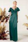 V-neck Sheath Pocketed Open-Back Sheath Dress/Bridesmaid Dress with a Brush/Sweep Train With Ruffles