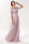 A-line Square Neck Short Sleeves Sleeves Bridesmaid Dress