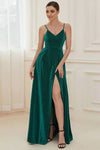 A-line V-neck Sequined Sleeveless Floor Length Bridesmaid Dress